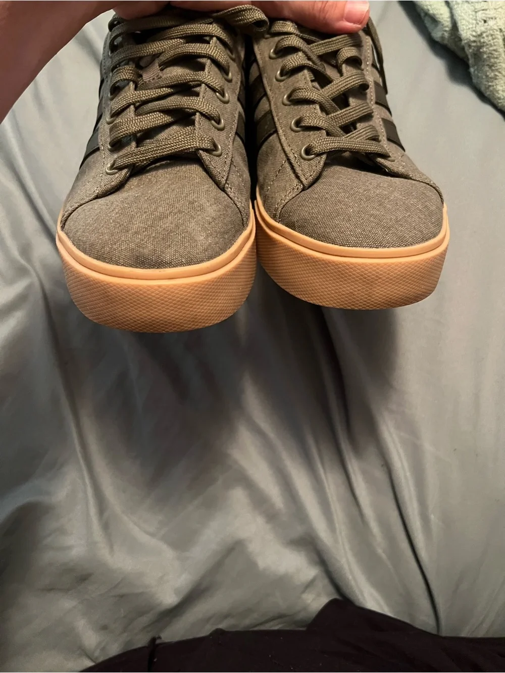 Adidas Daily 4.0 Men’s Dark GreenCanvas Sneakers with Black Stripes.